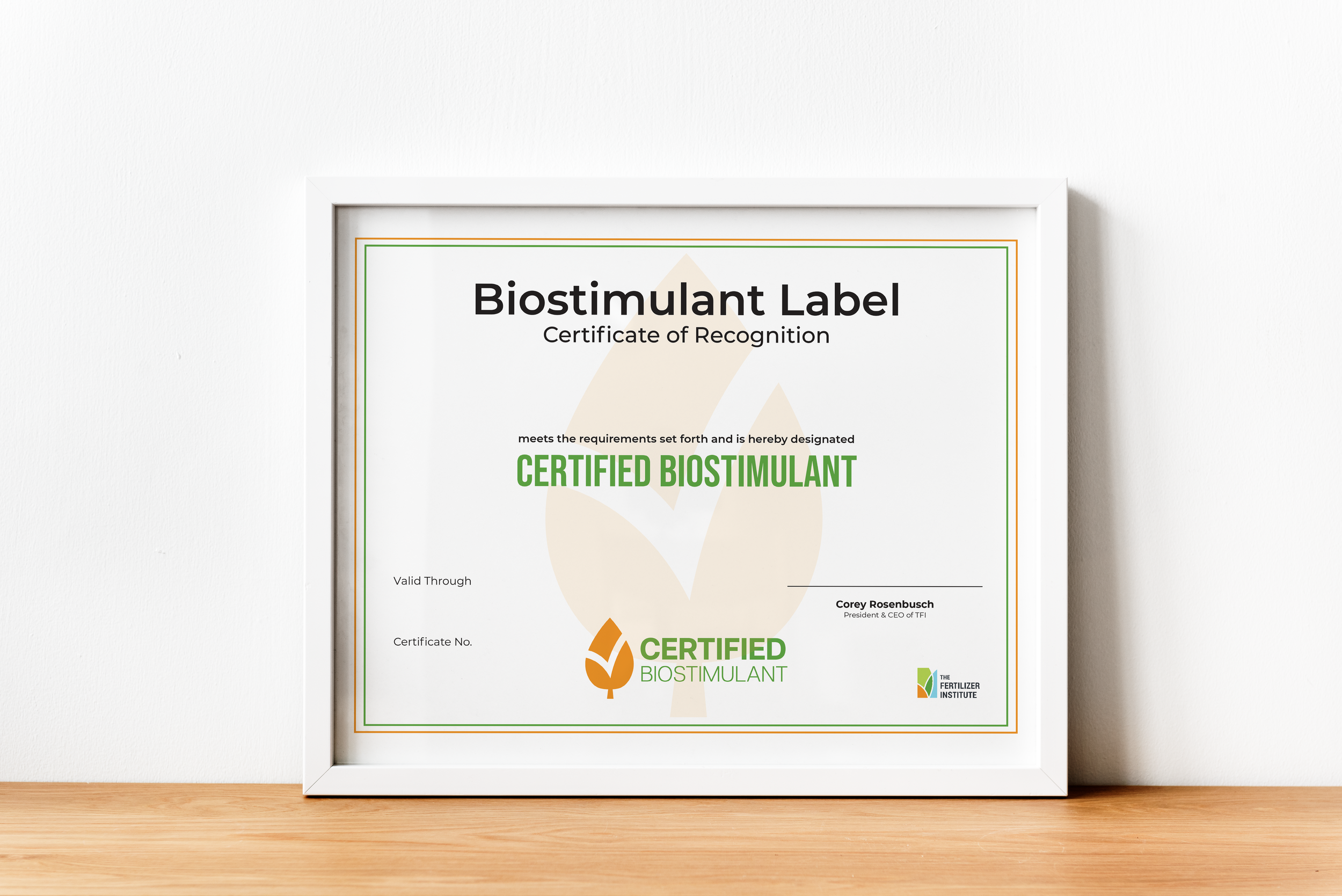 Certified Biostimulant certificate document